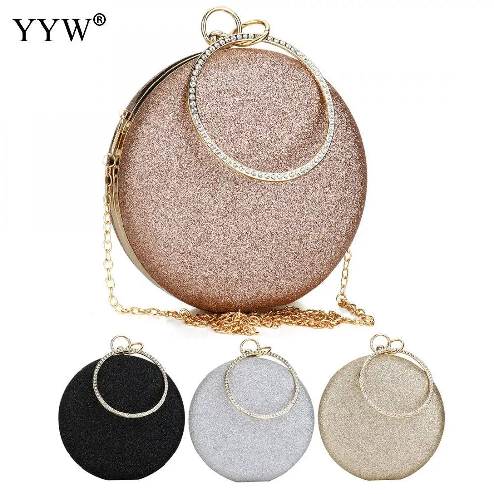 round gold clutch bag