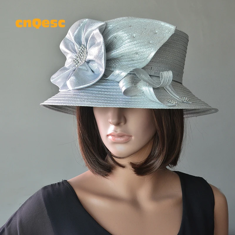 

Silver All Year Around Kentucky Derby Church Hat with Rhinestones for Kentucky Derby races,melbourne cup.