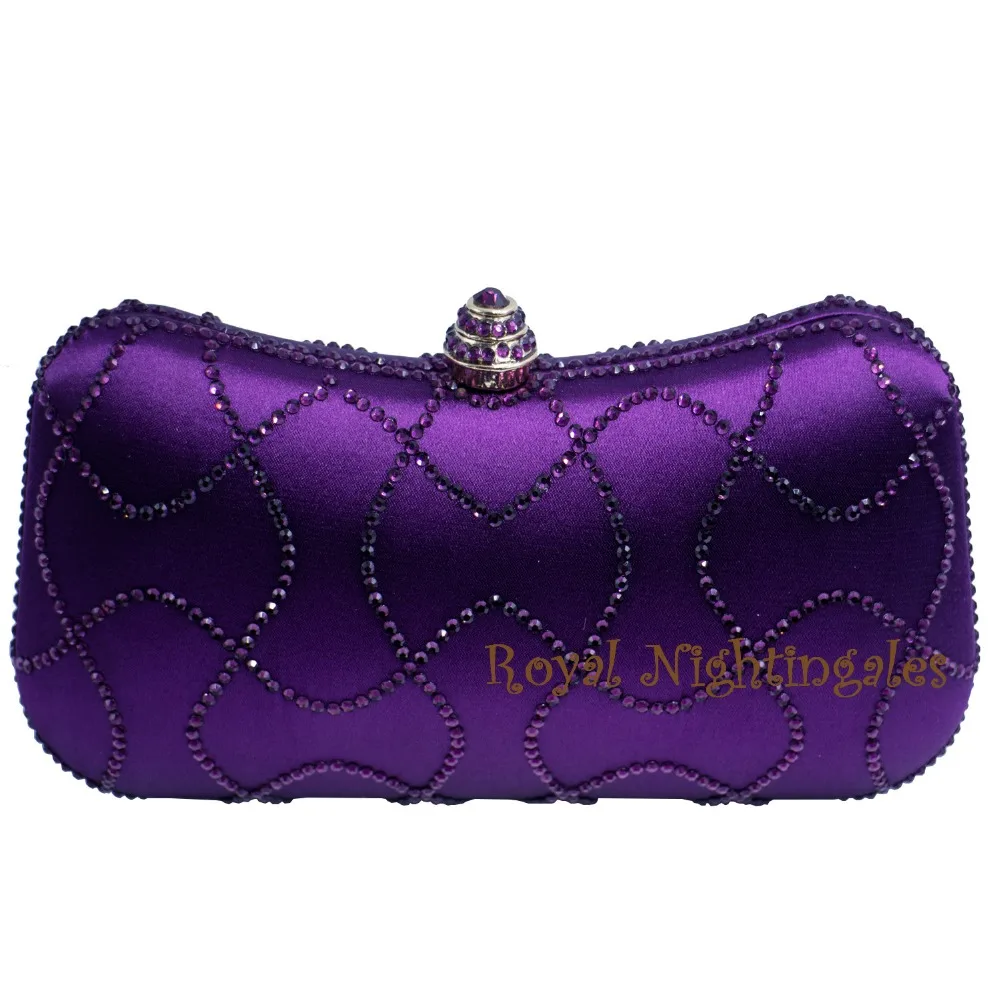 Newest Purple Crystal Clutches Box Clutch Bags for Womens Party Crystal Rhinestone Evening ...