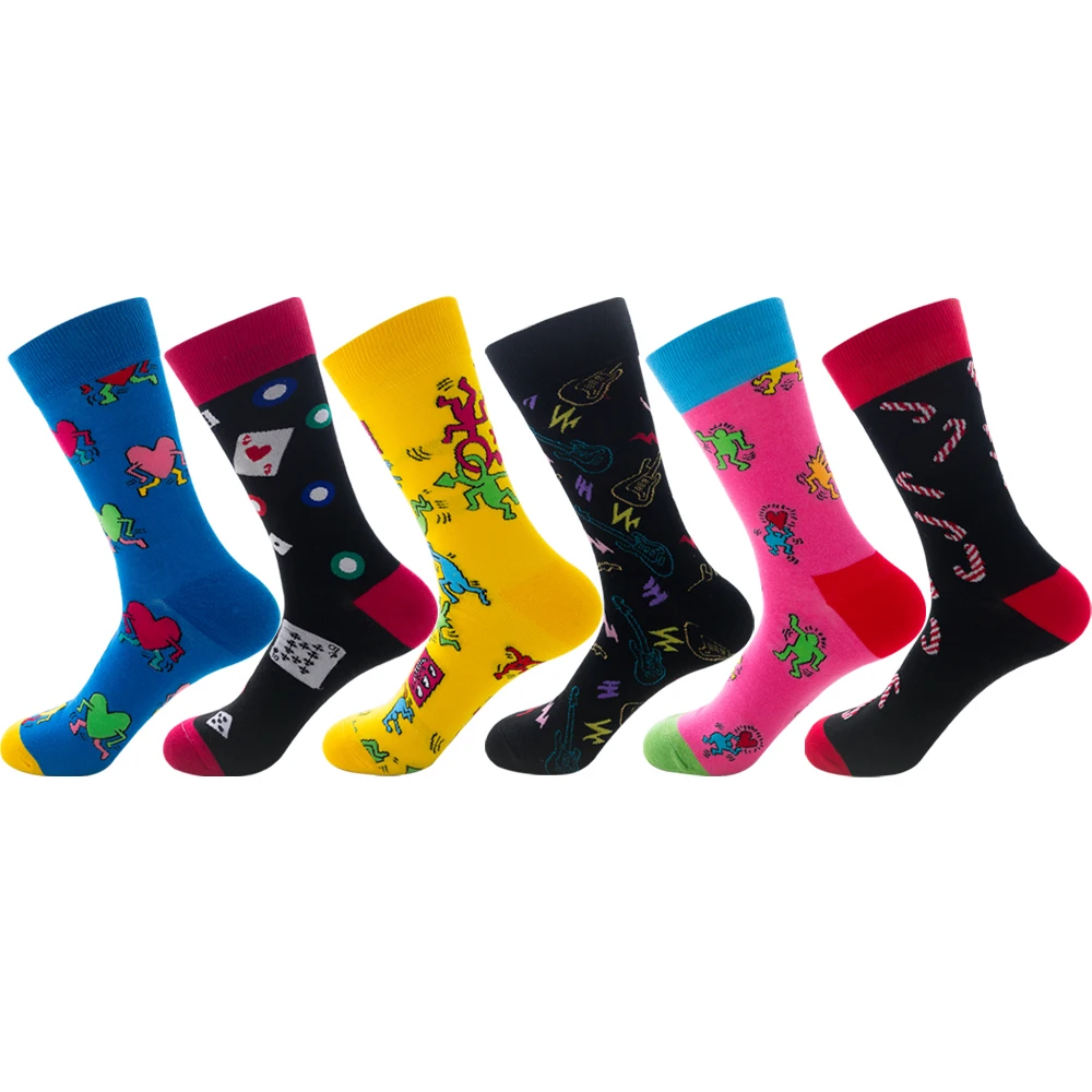 

Happy socks Personality trend graffiti mens and women socks Cotton coloured harajuku socks 3 pairs