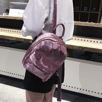 

20# Fashion Women Girl Velour Backpack Travel Rucksack School Shoulder Bagpack Ladies Mini Back Pack High Quality Women Bags