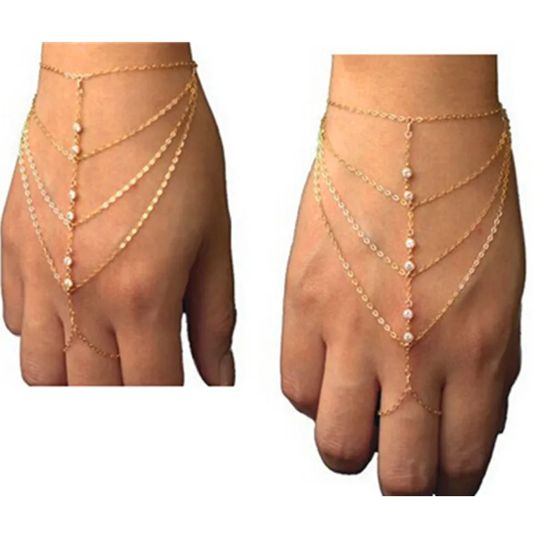 

2017 Tassel Bangle slave women New Multi Chain Punk style Harness Finger Bangles For Women gift in handmade NS89