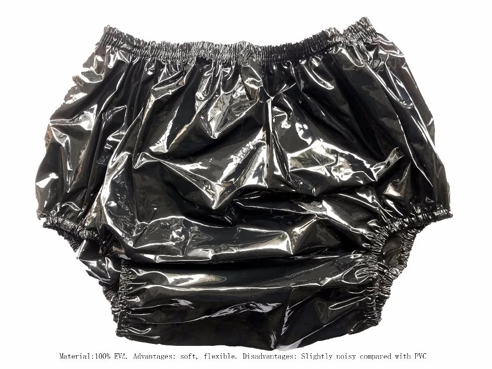 

ABDL Haian Adult Incontinence Pull-on Plastic Pants Color Shiny Black