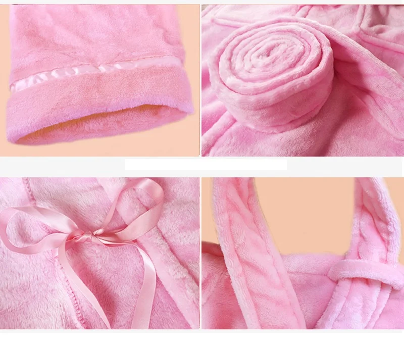 Pink women flannel robes winter (3)