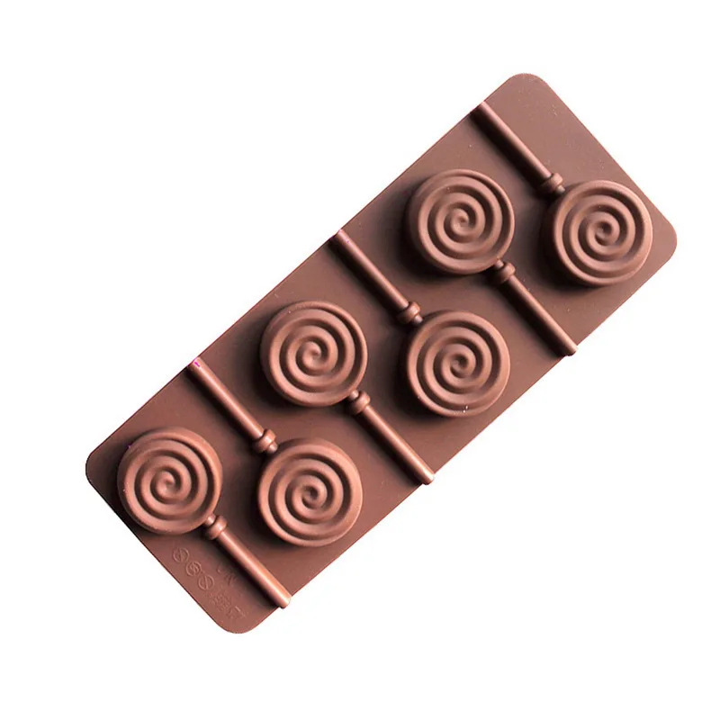 

Hoomall 6Grids Lollipop Pattern Ice Cube Maker DIY Silicone Mold Dessert Cake Ice-cream Lattice Moulds Tools Kitchen Accessories