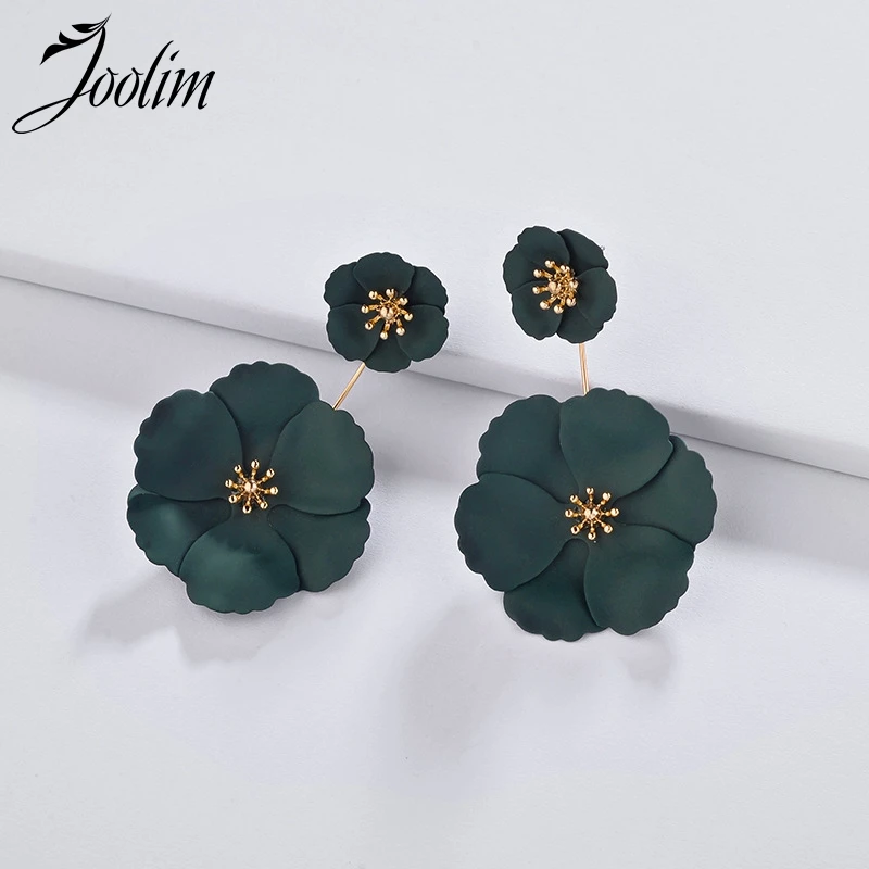 

Joolim Jewelry Wholesale/9 Colors Pink Green White Gray Flower Drop Earrings for Women 2019 Jewelry