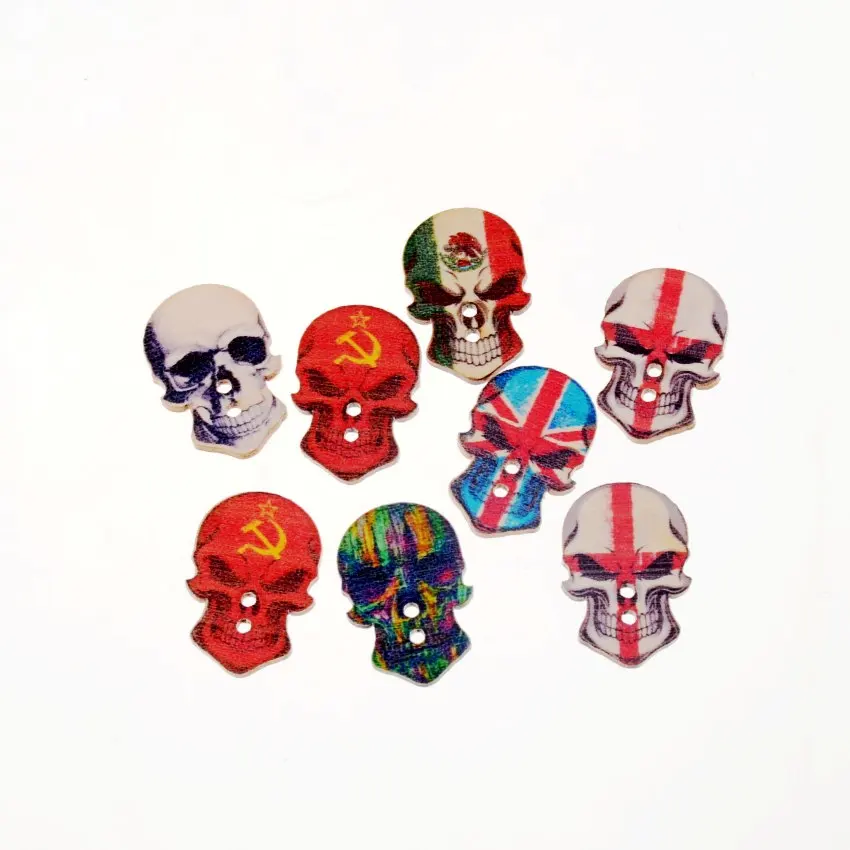 

Free Shipping 10Pcs Random Mixed Skull Army Style 2 Holes Wood Sewing Buttons Scrapbooking 28x19mm F1599