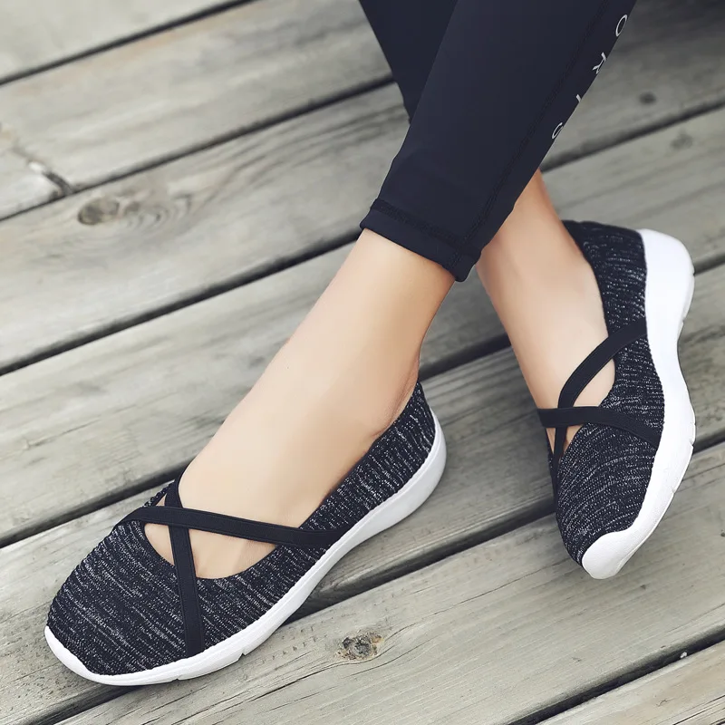 

Women Spring Sneakers Female Vulcanized Shoes Casual Slip On Flat Shoe Mesh Soft Walking Footwear