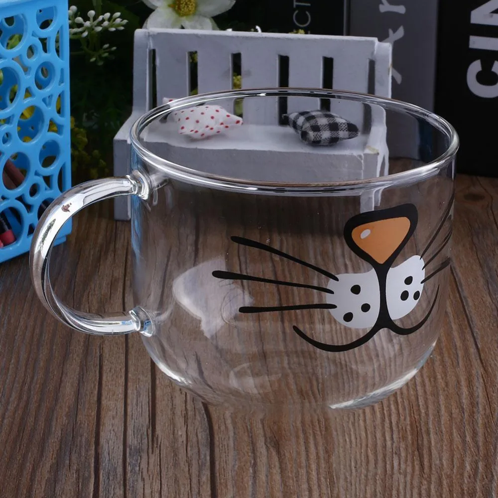

Cute Cat Kitty Boronsilicate Coffee Cup Home Transparent Water 550ML