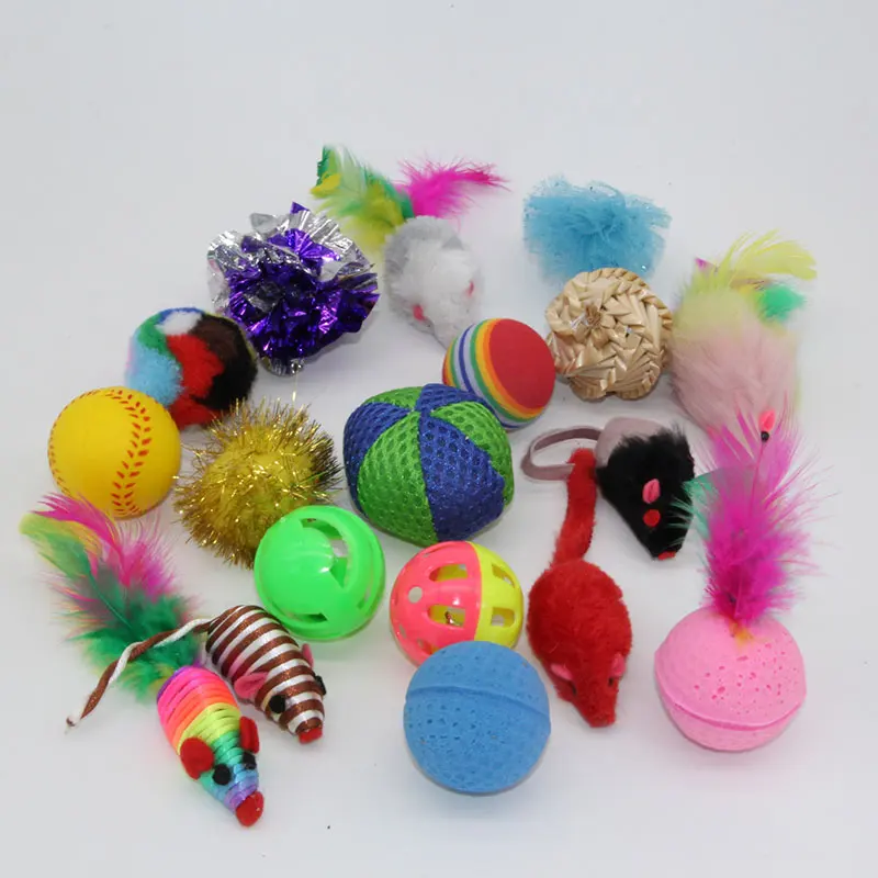 18 различных маленьких игрушек игрушки для кошек ценное качество игрушки для домашних животных пакеты, мышь, мяч, носки - Цвет: colors