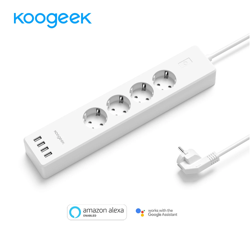 Продажа Koogeek WiFi Smart power Strip 4 порта USB 4 AC розетки USB настенная розетка мощность стабилизатор напряжения для Alexa Google дома и IFTTT