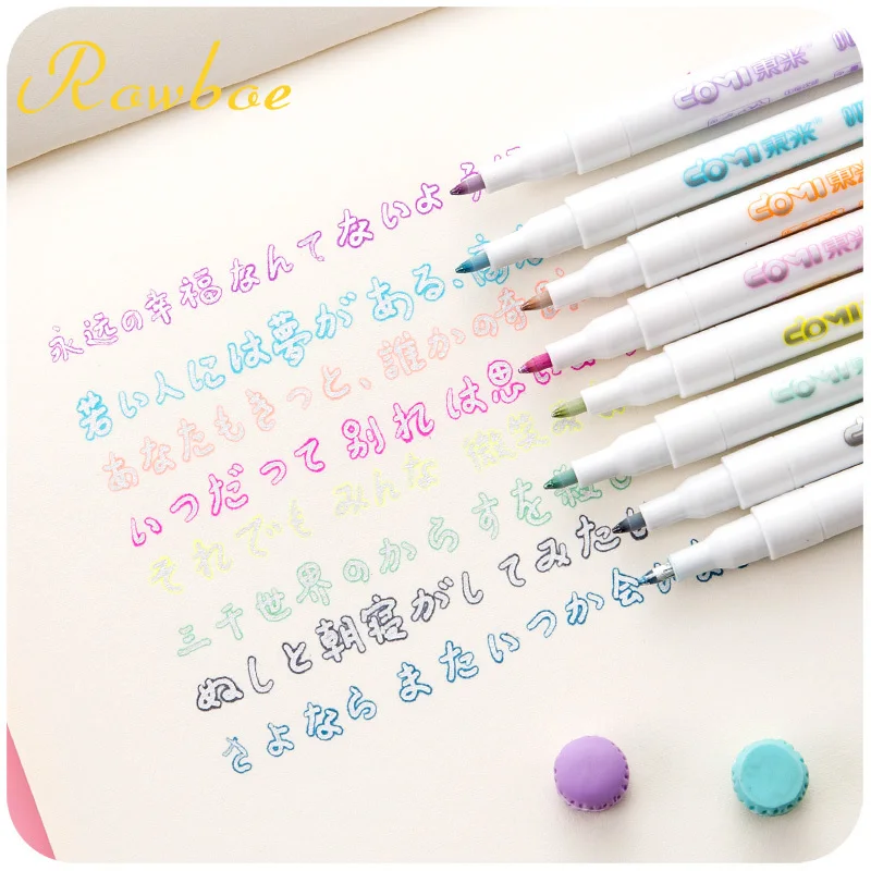 ROWBOE креативный художественный маркер, 8 цветов, двойная линия, ручка, светильник, цветной студенческий флуоресцентный маркер, товары для рукоделия, канцелярские принадлежности