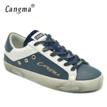 CANGMA/брендовая повседневная обувь; винтажные темно-синие женские туфли на плоской подошве; осенние кроссовки из натуральной кожи для девочек; женская обувь; Новинка обувь