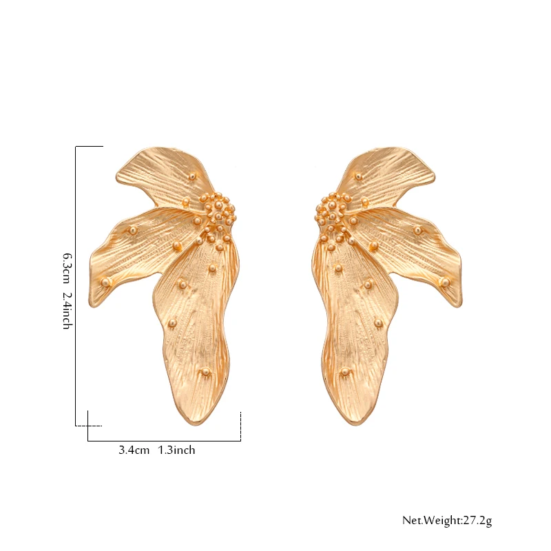 Yhpup модные брендовые серьги из цинкового сплава с большими листьями, темпераментные винтажные массивные золотые серьги, ювелирное изделие для женщин, для вечеринок