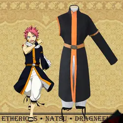 Аниме Fairy Tail Etherious Нацу Dragneel косплэй костюм третьего поколения черный длинный плащ Одежда Брюки для девочек и шарф опора