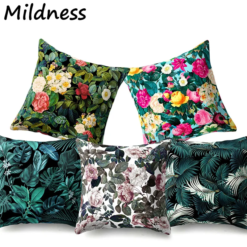 

Beautiful Flower Plant Printed Polyester Cushion Cover Decorative Office Home Throw Pillow Cover Cojines Kussenhoes Almofada