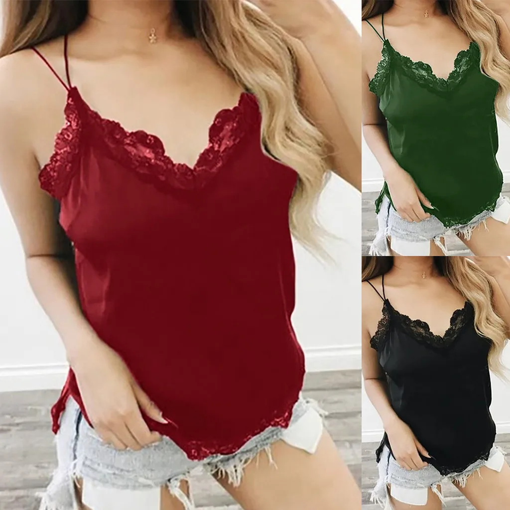 

Summer top Sexy Women Sexy Condole Belt Tank Vogue Sleeveless Lace Summer V Neck Blouse underwear women haut femme