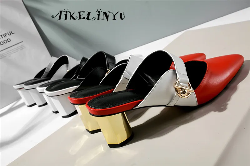 Aikelinyu/пикантные женские босоножки на высоком каблуке с круглым носком; модная повседневная обувь с металлическим украшением; высокое качество; Лидер продаж; женские туфли-лодочки