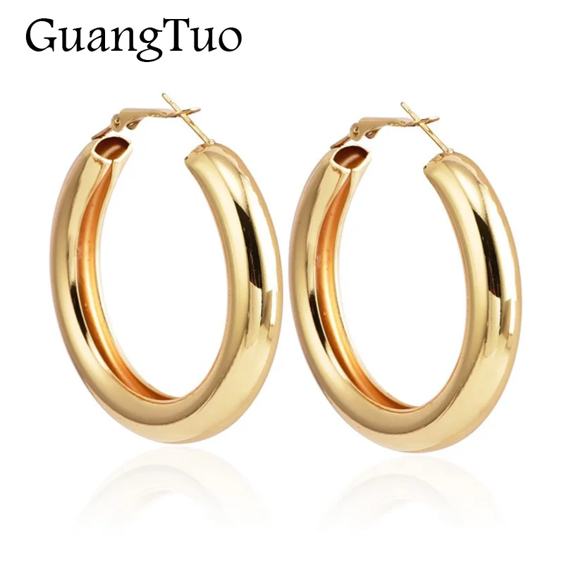 

50 MM Gold Color Hoops Earrings 2018 Tube Round Circle Statement Earrings For Women Alloy Trendy Rock Punk Brincos Gift EK2183