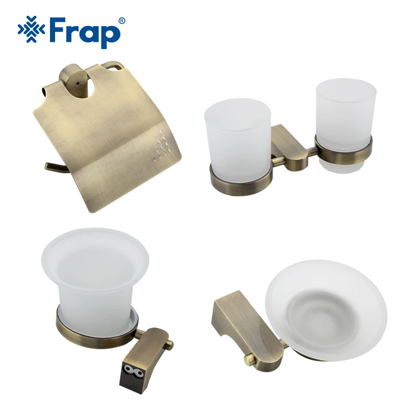 

Frap Antique Bronze Cover Toilet Paper Towel Holder Cup Holder Toilet Brush Space Aluminium Bath Accessories 4 Pieces F14T4