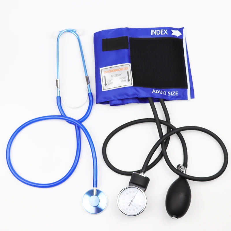 

Blue Classic Medical Blood Pressure Monitor BP Cuff Arm Aneroid Sphygmomanometer with Cute Stethoscope