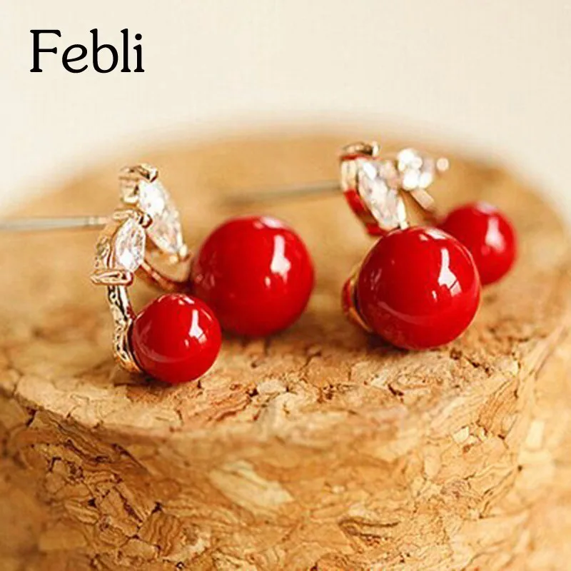 Febli Red Cherry Style Stud Earrings Are Suitable For Various Occasions Hot Selling Products From Top Sellers | Украшения и