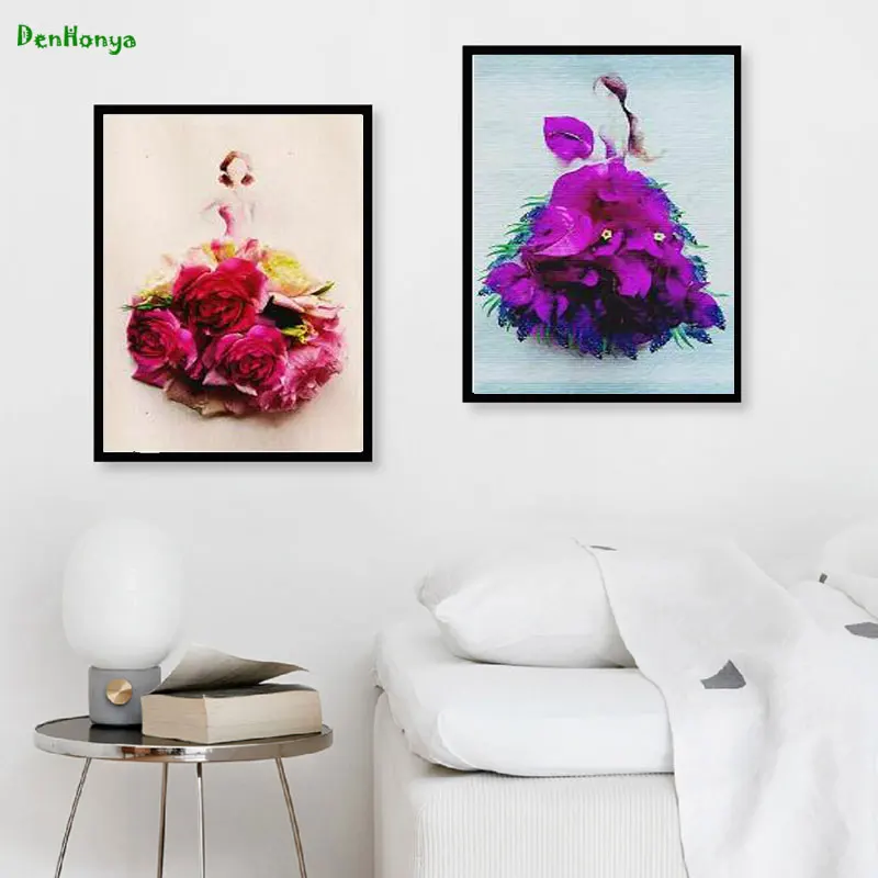 

Nordic Decoration Flowers Women Girls Wall Art Canvas Poster and Prints Canvas Painting Decorative Picture for Living Room D40