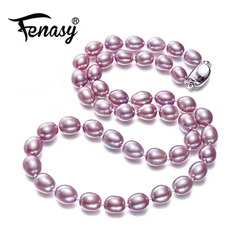 

FENASY Bohemian charm purple bead necklace For love,chain necklace women Bijouterie drop Pearl Jewelry Choker Necklace