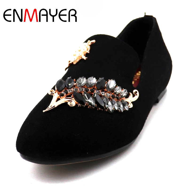 Appartements Chaussures Profonde Femme Peu on Rond Décontractées forme Bout Solide Plate Nouvelle Plat De Filles Enmayer Cristal Slip Lades Noir 5BqwI7q