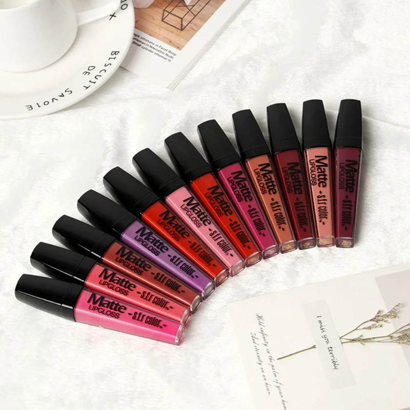 

12color Waterproof Liquid Lip Gloss Metallic Matte Lipstick Cosmetic Sexy Lip Tint Makeup Lasting 24Hours Mate