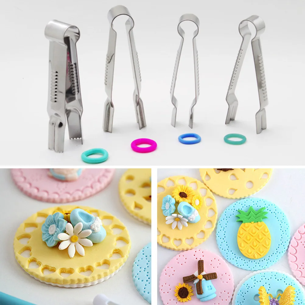 

4Pcs Home DIY Cake Lace Clips Decorating Fondant Lace Clip Stainless Steel Cake Decorating Tools Baking Cookie Cake Cutter