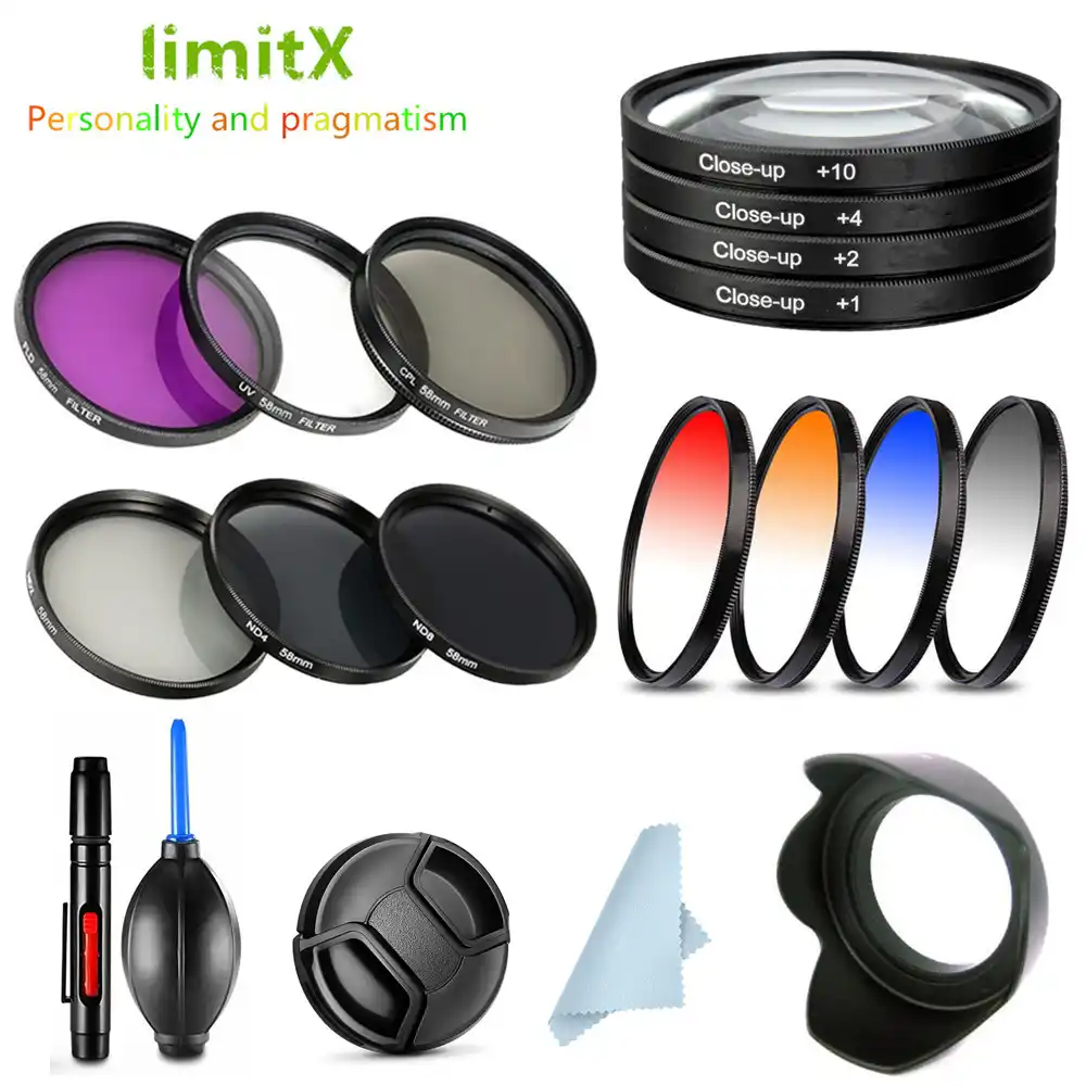 Uv Cpl Nd Fld Graduated Colour Close Up Filter Kit Lens Hood Cap For Fujifilm X T3 X T4 Xt3 Xt4 With Fujinon Xf 16 80mm Lens Camera Filters Aliexpress