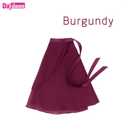 Шифоновая балетная юбка с запахом, лирическая прозрачная танцевальная юбка для девушек и женщин - Цвет: burgundy tie skirt