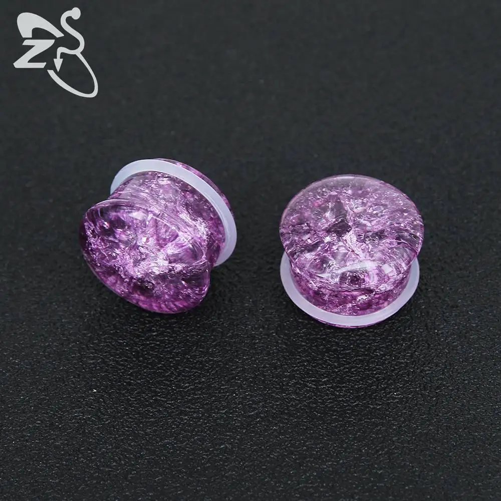 ZS 5-18 мм взрыв камень ухо Вилки и тоннелей штанги для уха один расклешенной юбкой с Силиконовое уплотнительное кольцо Носилки уха Expender украшения тела - Окраска металла: purple