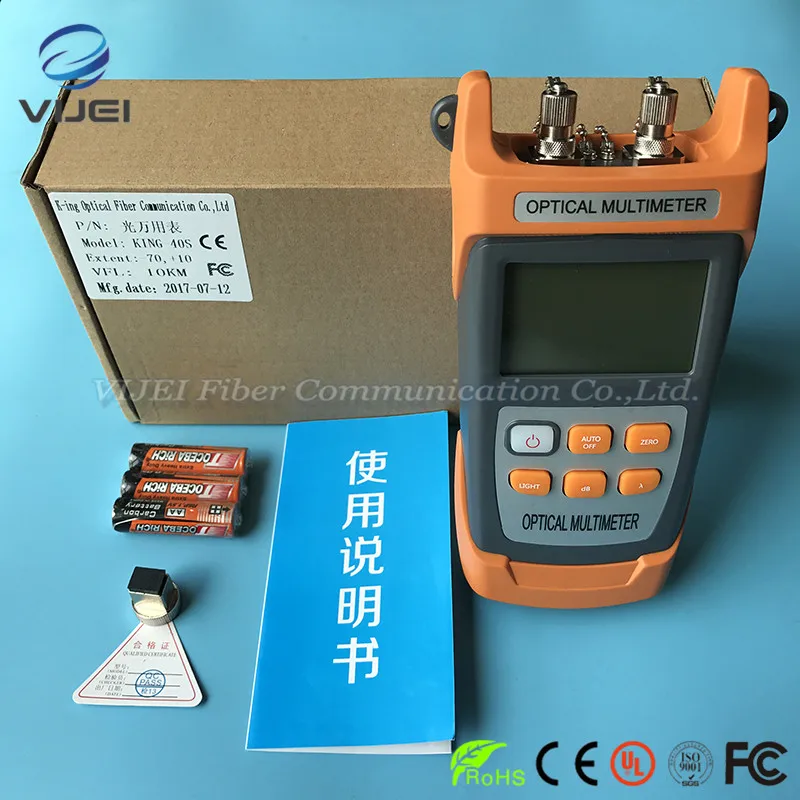 

Newest KING-40S Fiber Optical Power Meter -70~+10dbm 10mw 10km Cable Tester Red Laser Visual Fault Locator Testing Tool