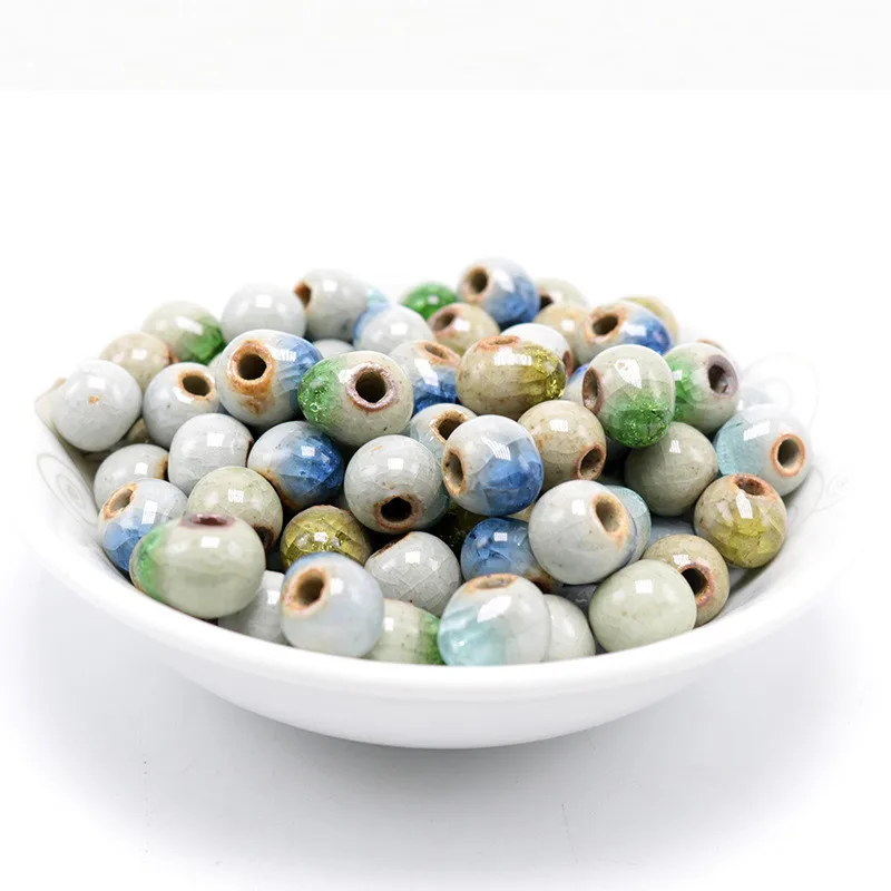 

100 PCS Mixed 6mm 8mm 10mm Ice Crack Drops Bead Porcelain Ceramic Beads Handmade DIY Spacer Beads For Jewelry Making
