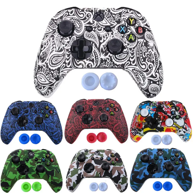 

Water Transfer Printing Camo Silicone Cover Skin for Xbox One X S Controller Protector Case With Thumb Stick Joystick Grips Caps