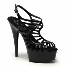 Новейшая пикантная черная обувь на высоком каблуке 15 см из PU искусственной кожи; обувь для танцев на высокой платформе; обувь для выступлений; обувь для свадьбы и танцев