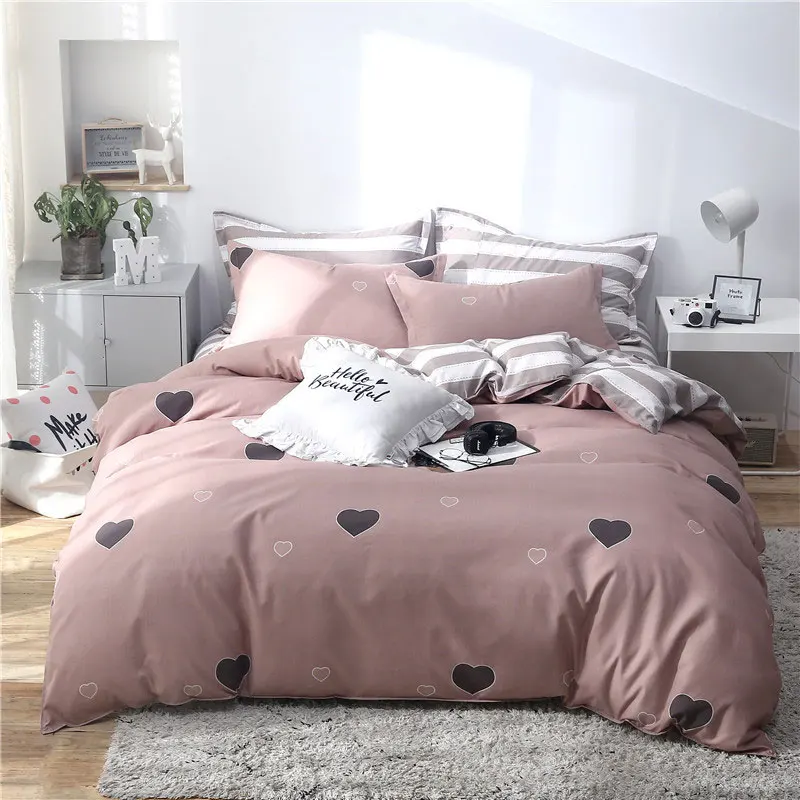

Tropical Leaf Plaids Geometric 4pcs Bed Cover Set Cartoon Duvet Cover Bed Sheets And Pillowcases Comforter Bedding Set 61001