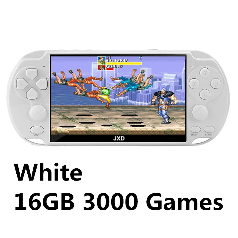 JXD, 48 ГБ, 5,1 дюйма, двойной джойстик, игровая консоль, встроенный в 9450, игра для аркадных игр, neogeo/cps/gba/gbc/GB/sens/nes/smd, mp5 DV/DC - Цвет: White 16GB3000 games