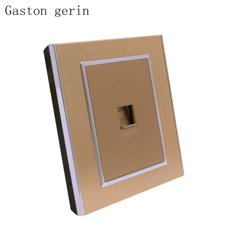 

EU Standard Wall Computer/Data/Network Socket Luxury Brushed Silver Aluminum Alloy Panel Single Interface Computer Socket 10A