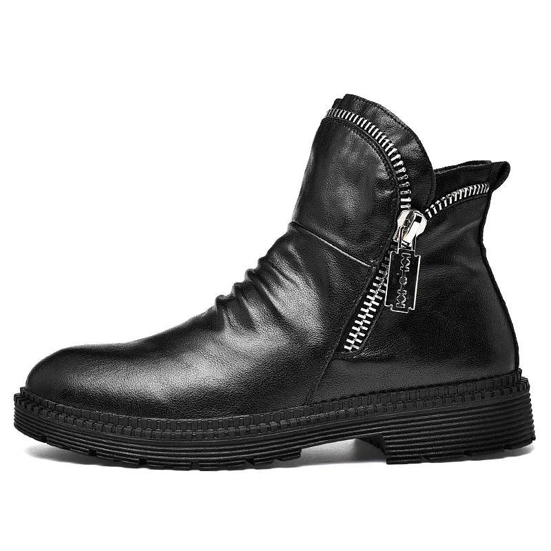 

2019 Newly Man Genuine Leather Ankle Boots Winter Warm Man Snow Boots Anti Slip Work Boots 29D50