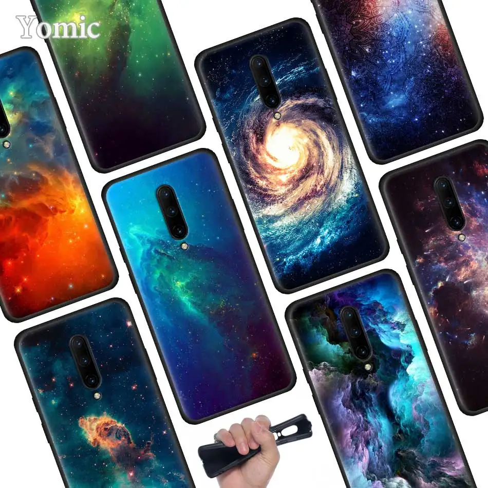 Star Space Moon Black Soft Case for font b Oneplus b font font b 7 b