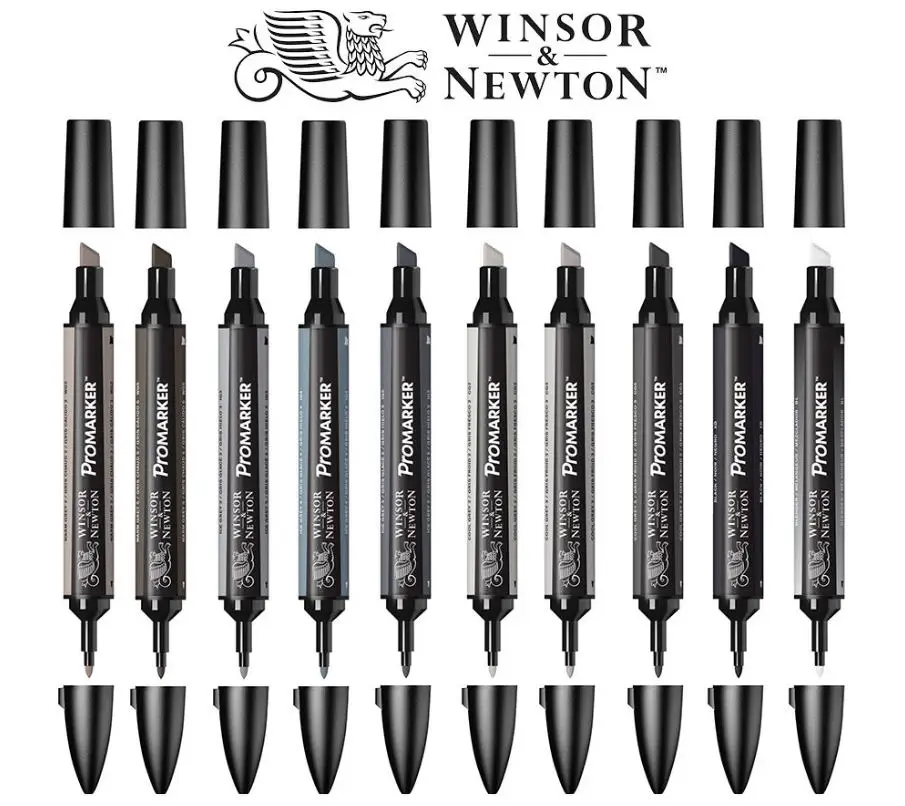 Winsor& Newton ProMarker двойной наконечник графический маркер-серый и черный