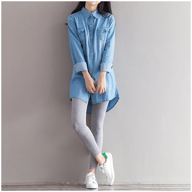 Autumn Spring Denim font b Shirt b font Size L XL Jeans font b Shirt b