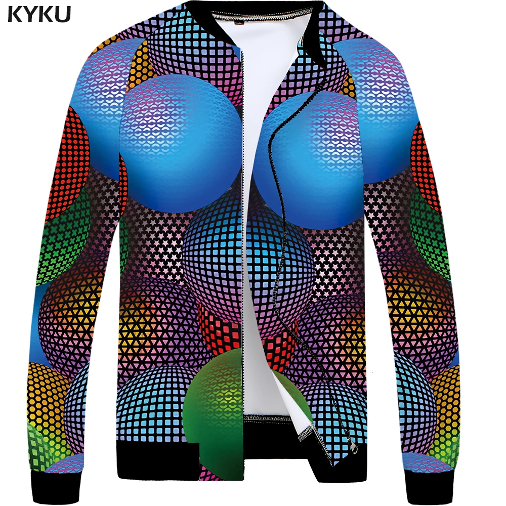 KYKU Balloon Jacket Men Colorful Zipper Jackets Thin