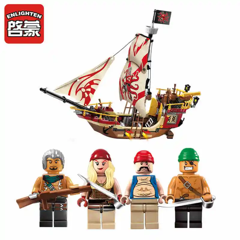 

Enlighten 1311 New 368pcs pirates ship Marauder building block set Kids Educational Bricks Toys Toys for children Free Shipping
