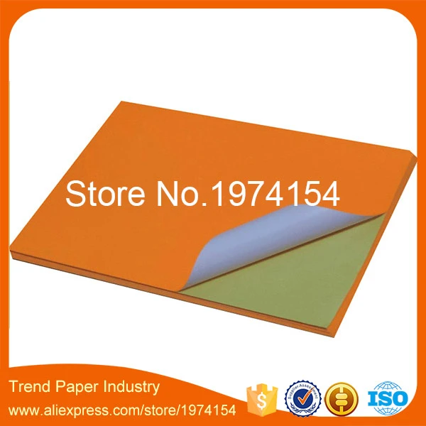 150 Sheets A4 Orange Self-adhesive Matte Printing Sticker Label Paper For Inkjet Printer A4 color Blank white Labels