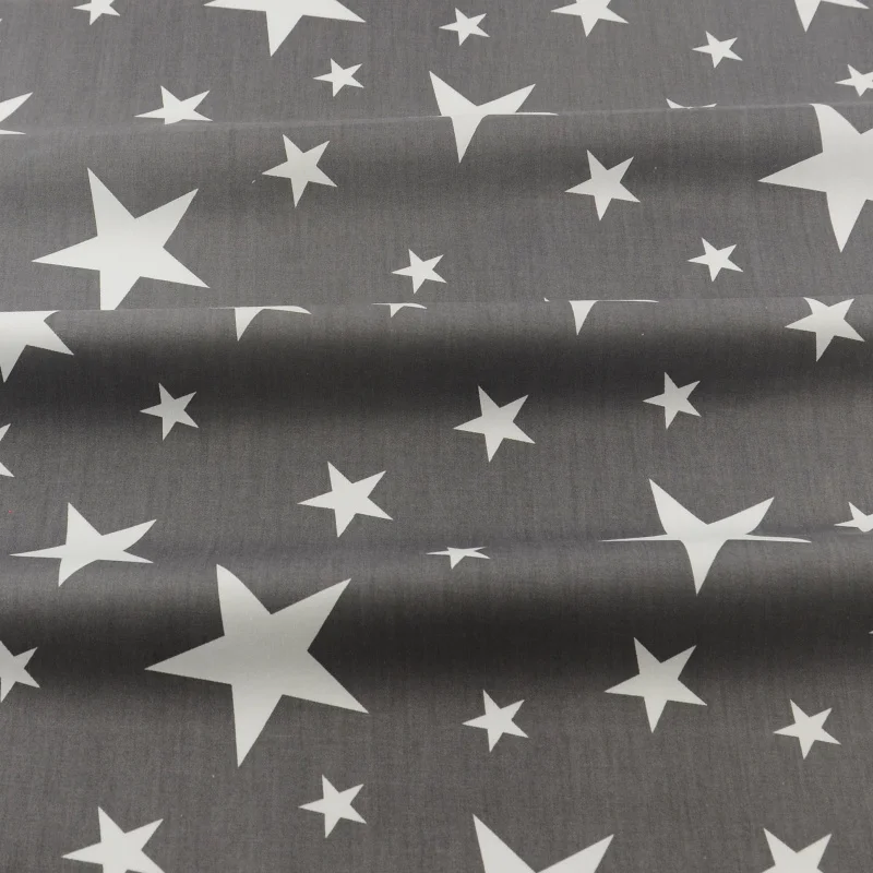

100% Cotton Quilting Fabric Shine Stars Designs Grey Twill Sewing Cloth Telas De Algodon Para Patchwork Sewing Dress Material