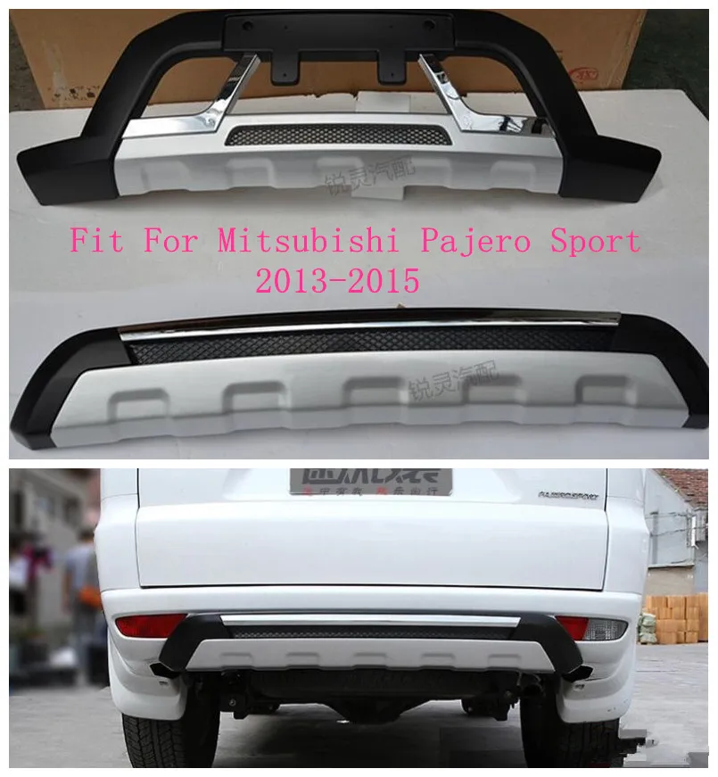 

High quality ABS Front + Rear Car Bumper Protector Guard Skid Plate Fit For Mitsubishi Pajero Sport 2013.2014.2015 BY EMS